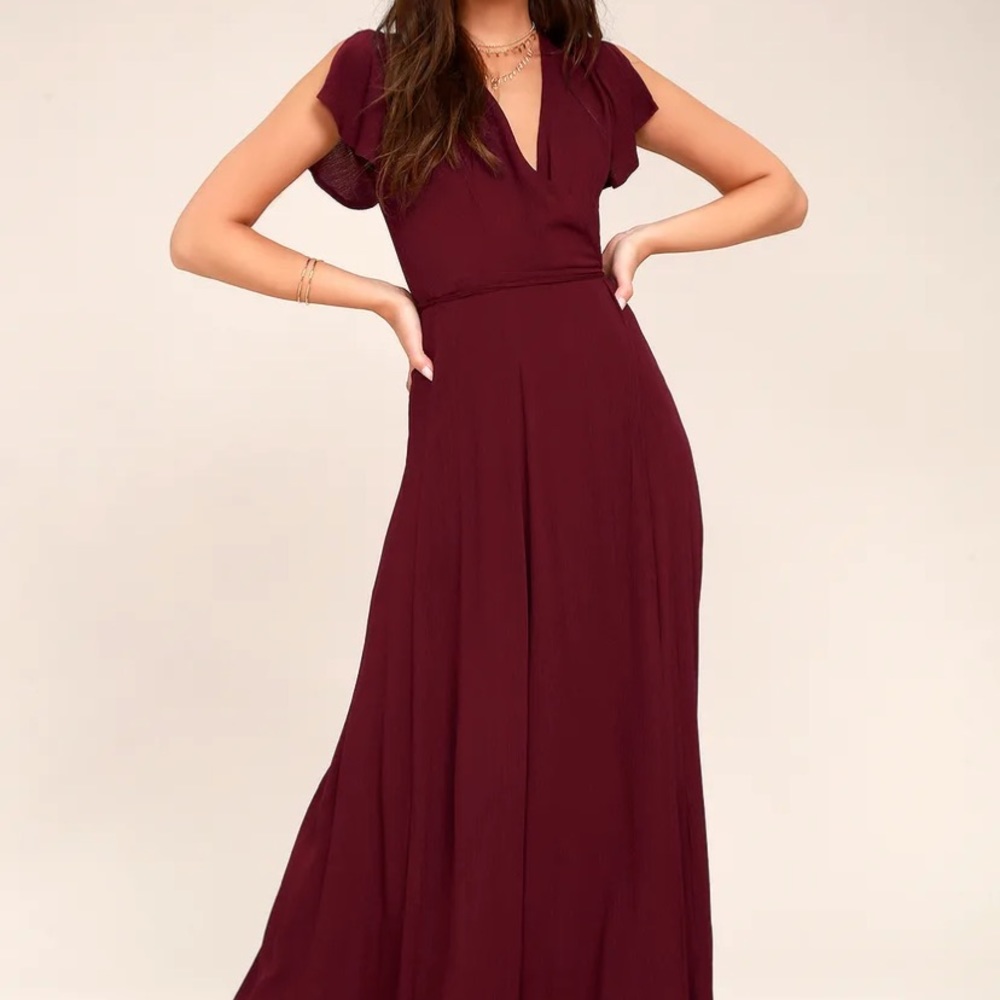 Heart of Marigold Burgundy Wrap Maxi Dress